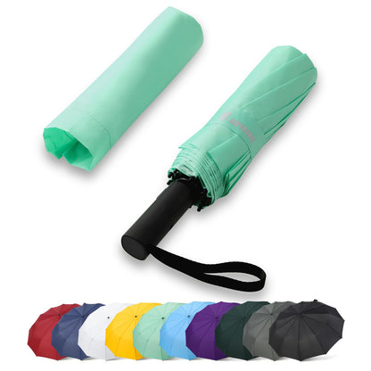 GAOYAING 46 Inch Large Automatic Rain Umbrella - Windproof Travel Lightweight Travel-Ready, Heavy Duty 12-Rib 210T Fabric, Portable with Protective Sleeve