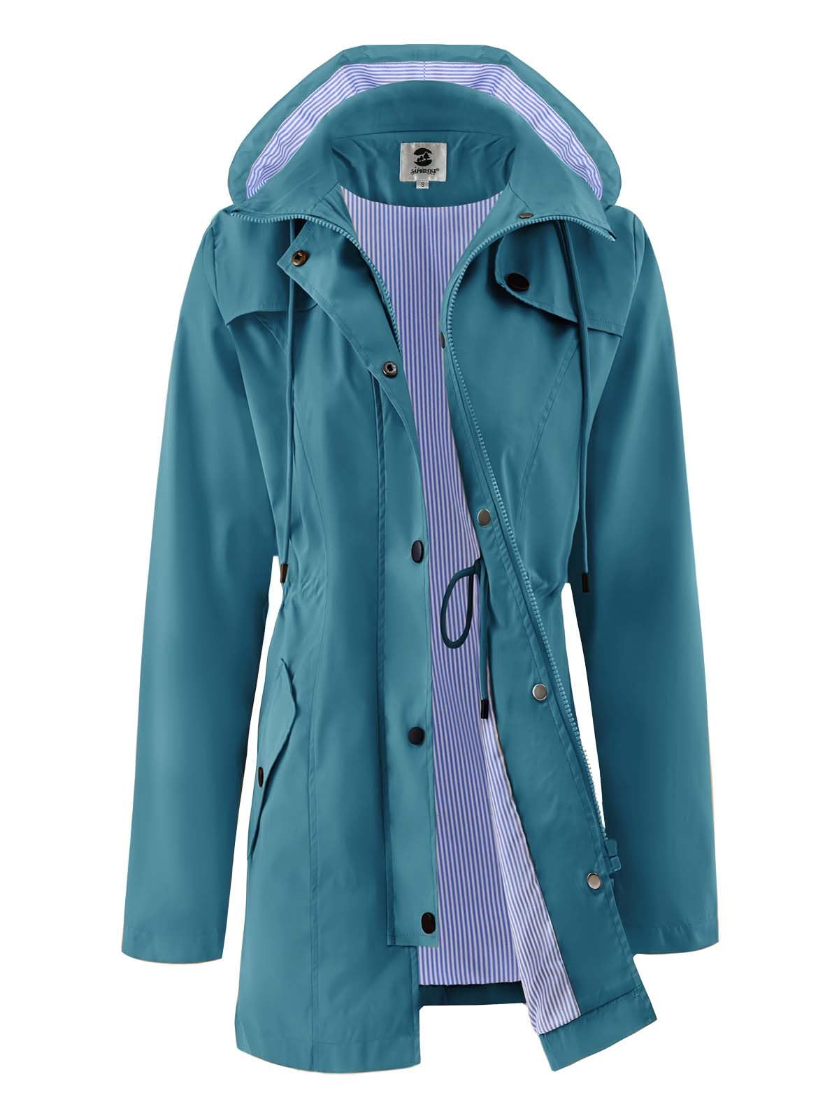 SaphiRose Women's Rain Jacket Waterproof Rain Coat with Hood Outdoor