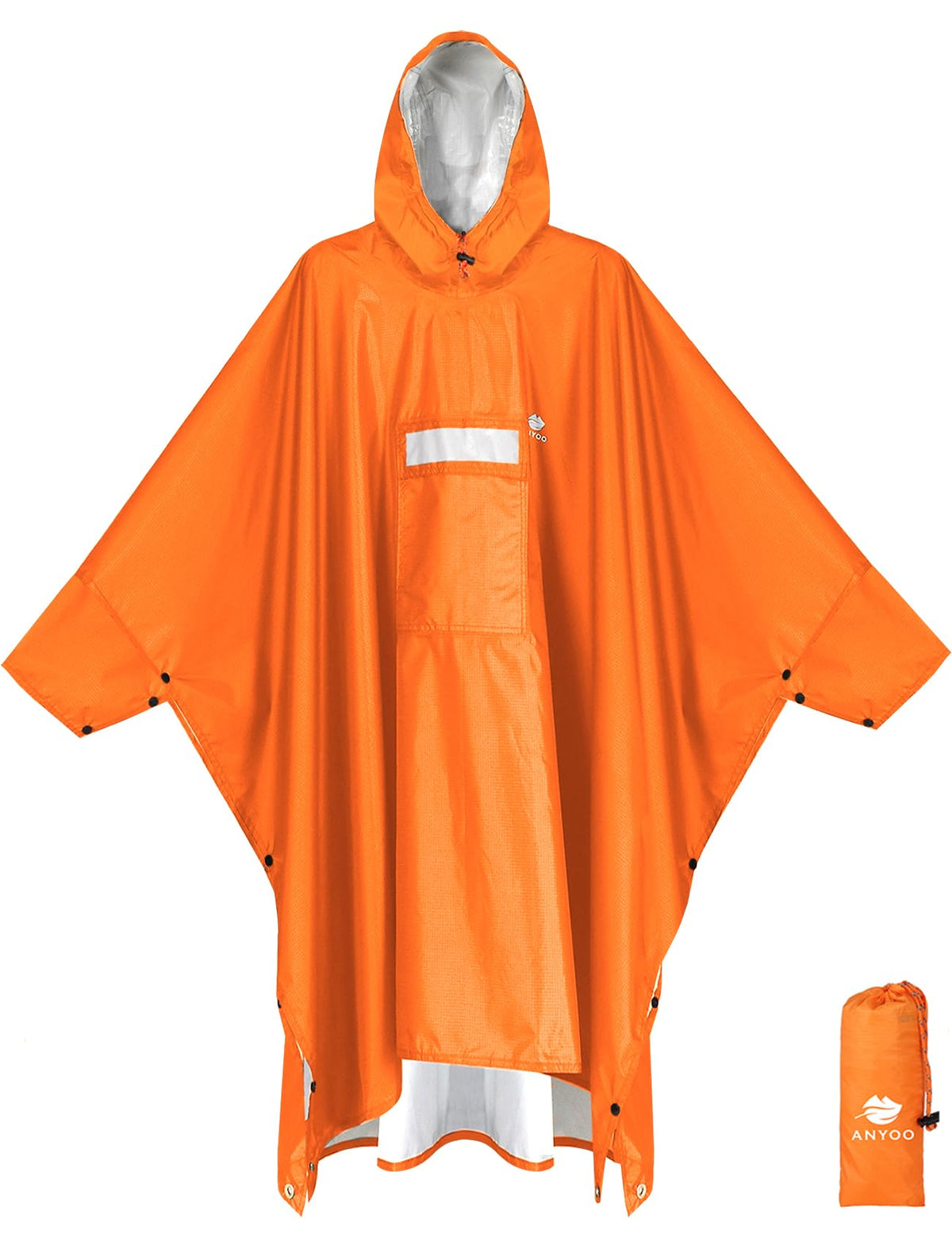 ANYOO Hooded Rain Poncho for Adult Waterproof Lightweight Raincoat