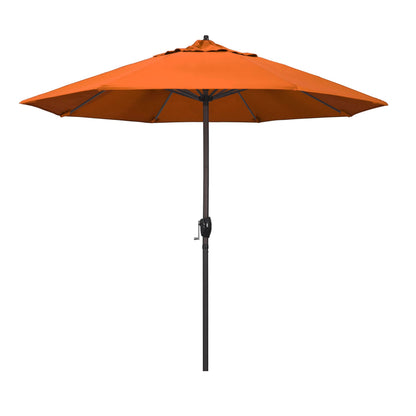 California Umbrella 9' Rd Sunbrella Aluminum Patio Umbrella, Crank Lift, Auto Tilt, Bronze Pole, Pacific Blue