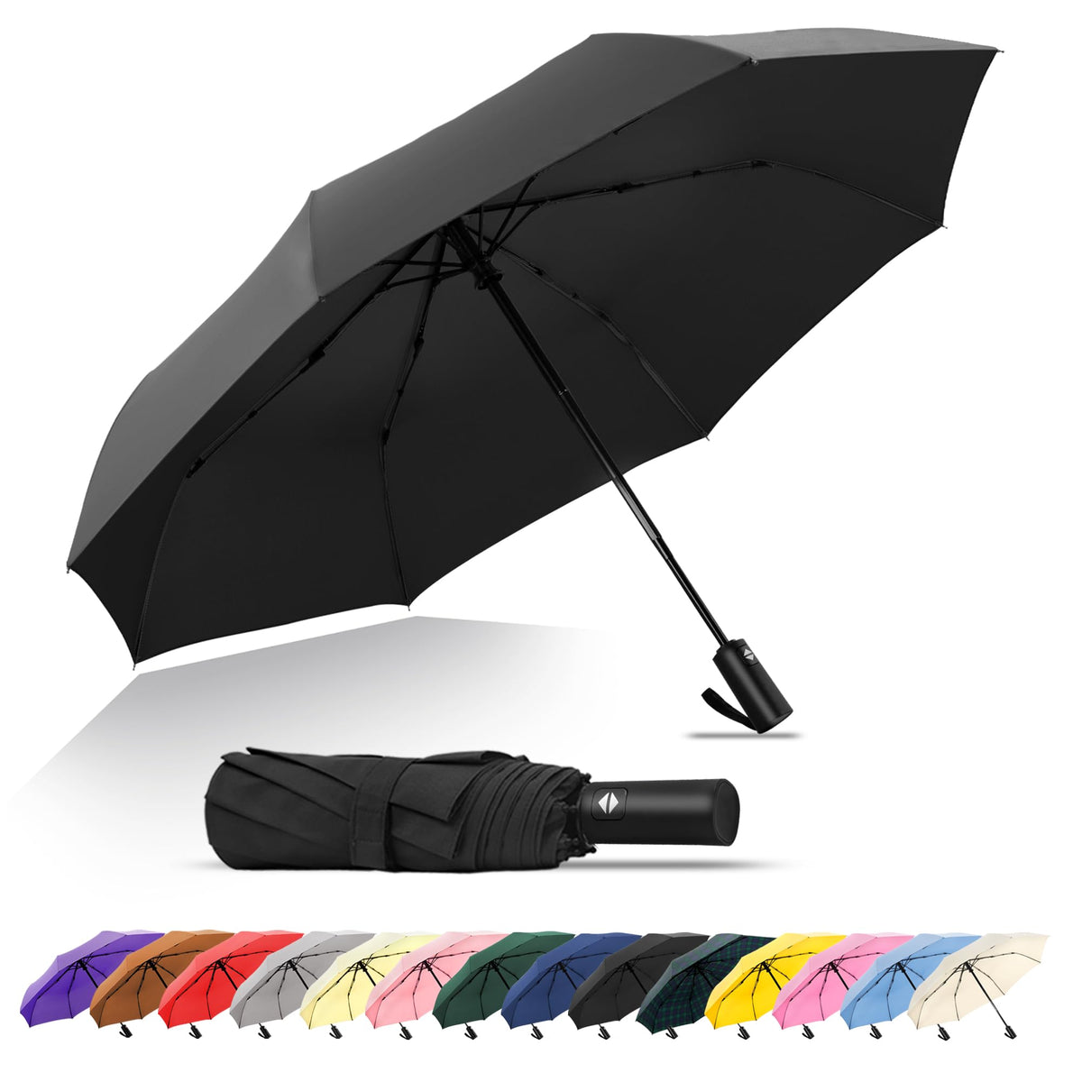 SoulRain Travel Umbrella - Compact Umbrella for Rain - Perfect Large Auto Folding Umbrella - Ideal Car umbrella, Small umbrella, and Travel Companion
