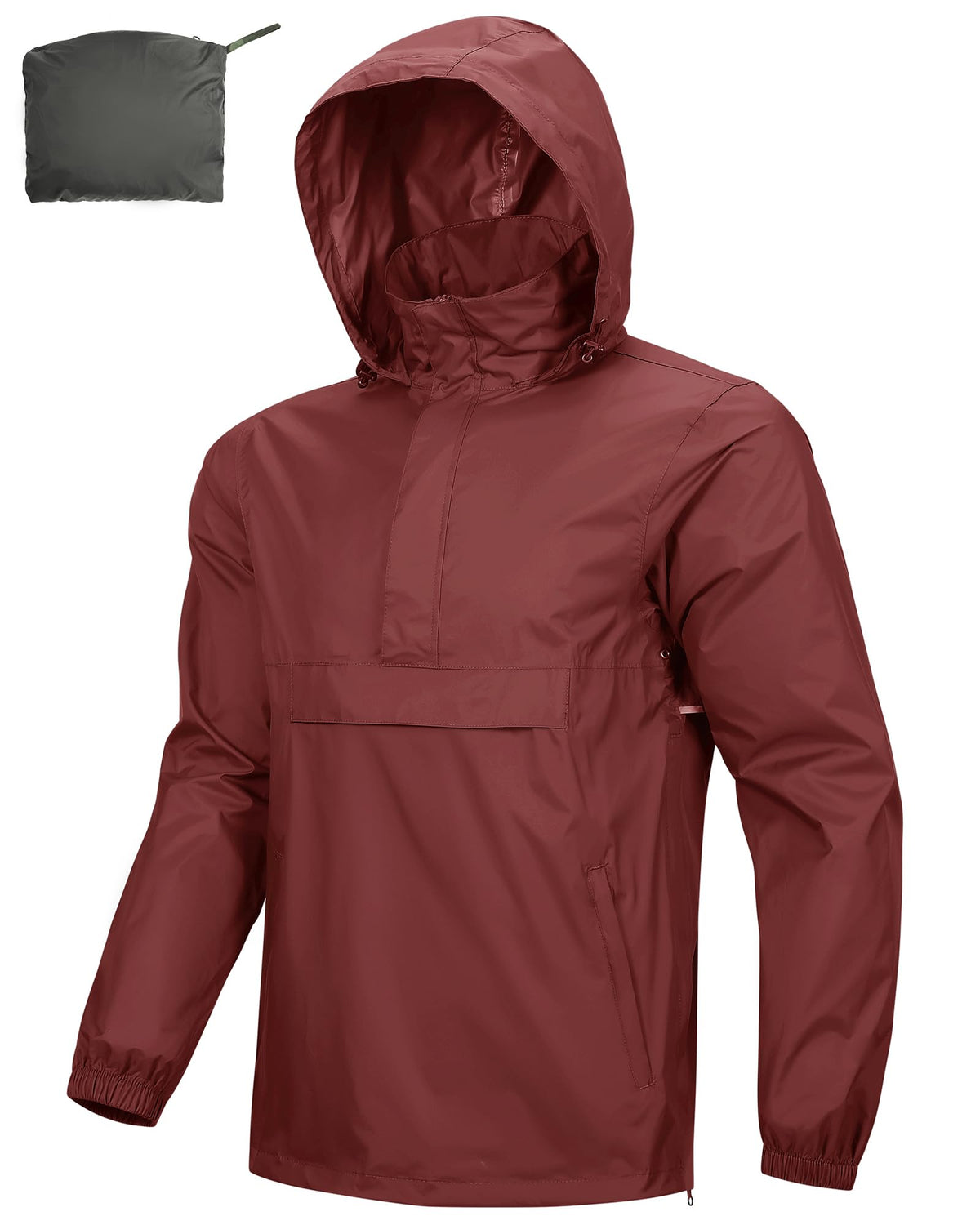 Outdoor Ventures Men's Rain Jacket Waterproof Lightweight Packable Pullover