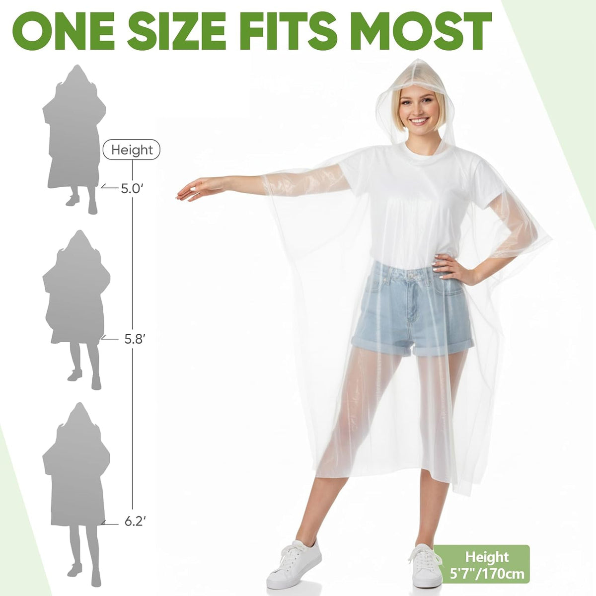 APEXUP Disposable Rain Ponchos for Adults, 5/10/50 Family Pack