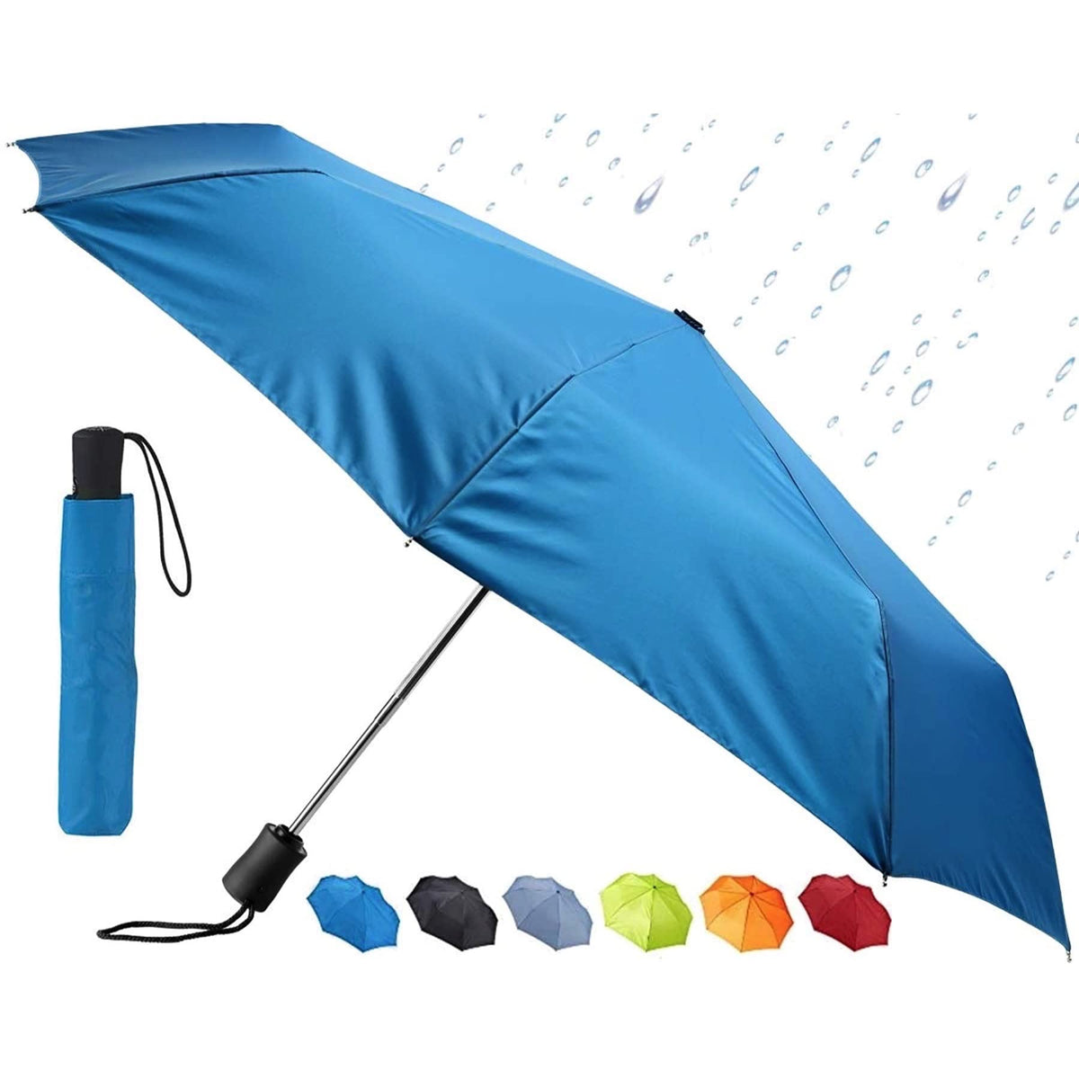 Lewis N. Clark Travel Umbrella: Windproof & Water Repellent Fabric Automatic Open Close