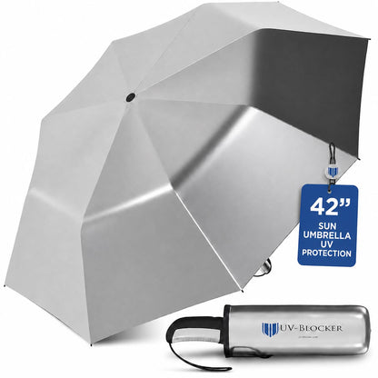 UV-Blocker Sun Umbrella UV Protection Single Canopy - Auto Open/Close, Wind-resistant Sun Umbrella with 50+ UPF