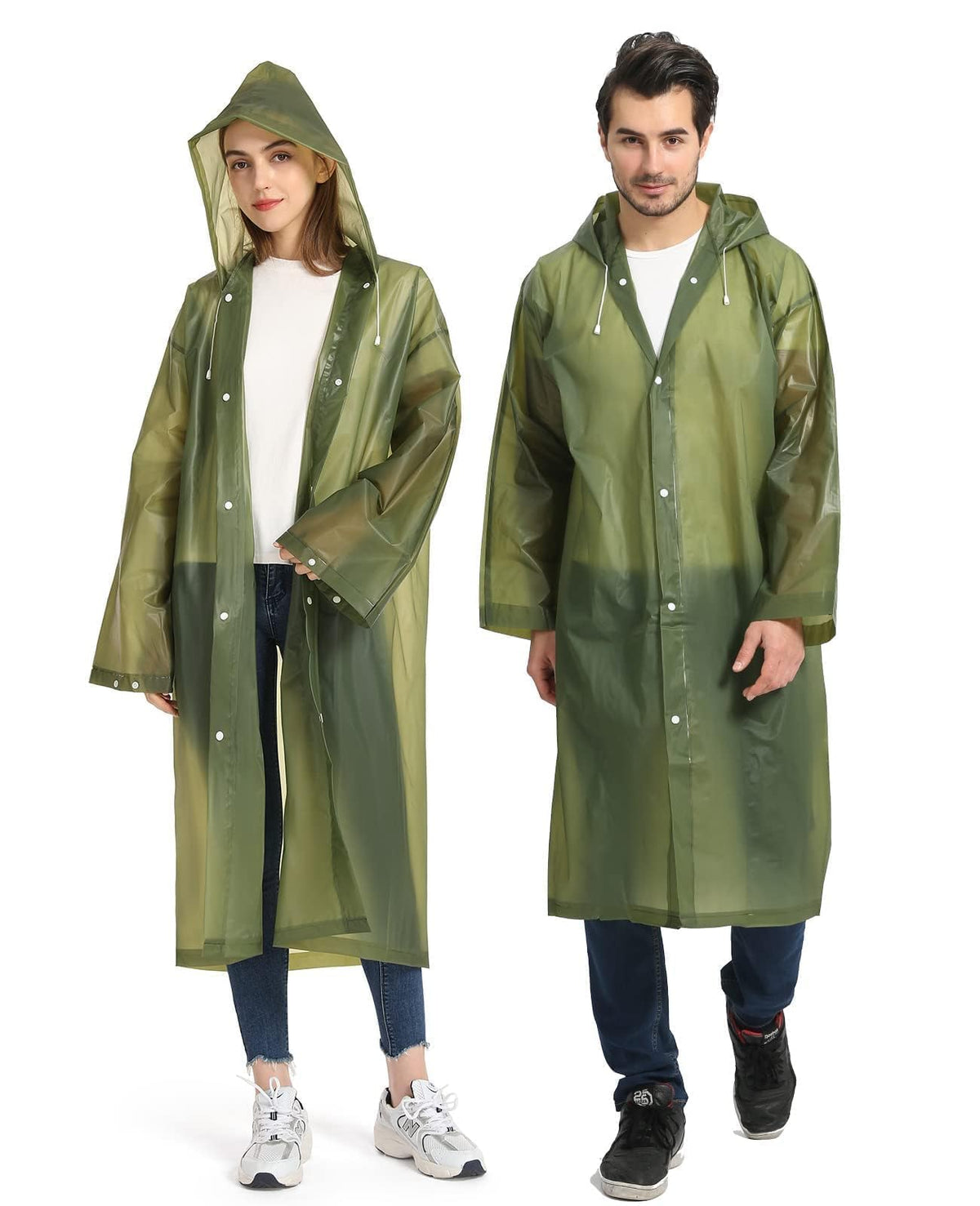 Opret Portable EVA Rain Ponchos with Hoods 2 Pack for Adults