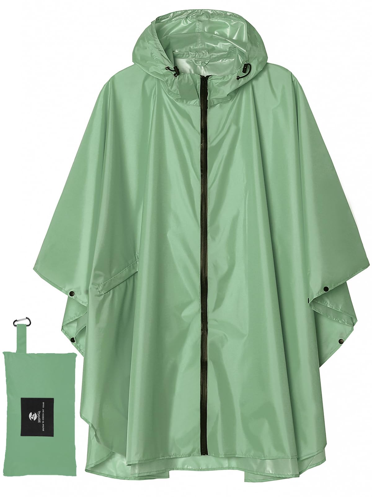 SaphiRose Adult Rain Poncho Waterproof Hooded Zipper Raincoat with Pockets