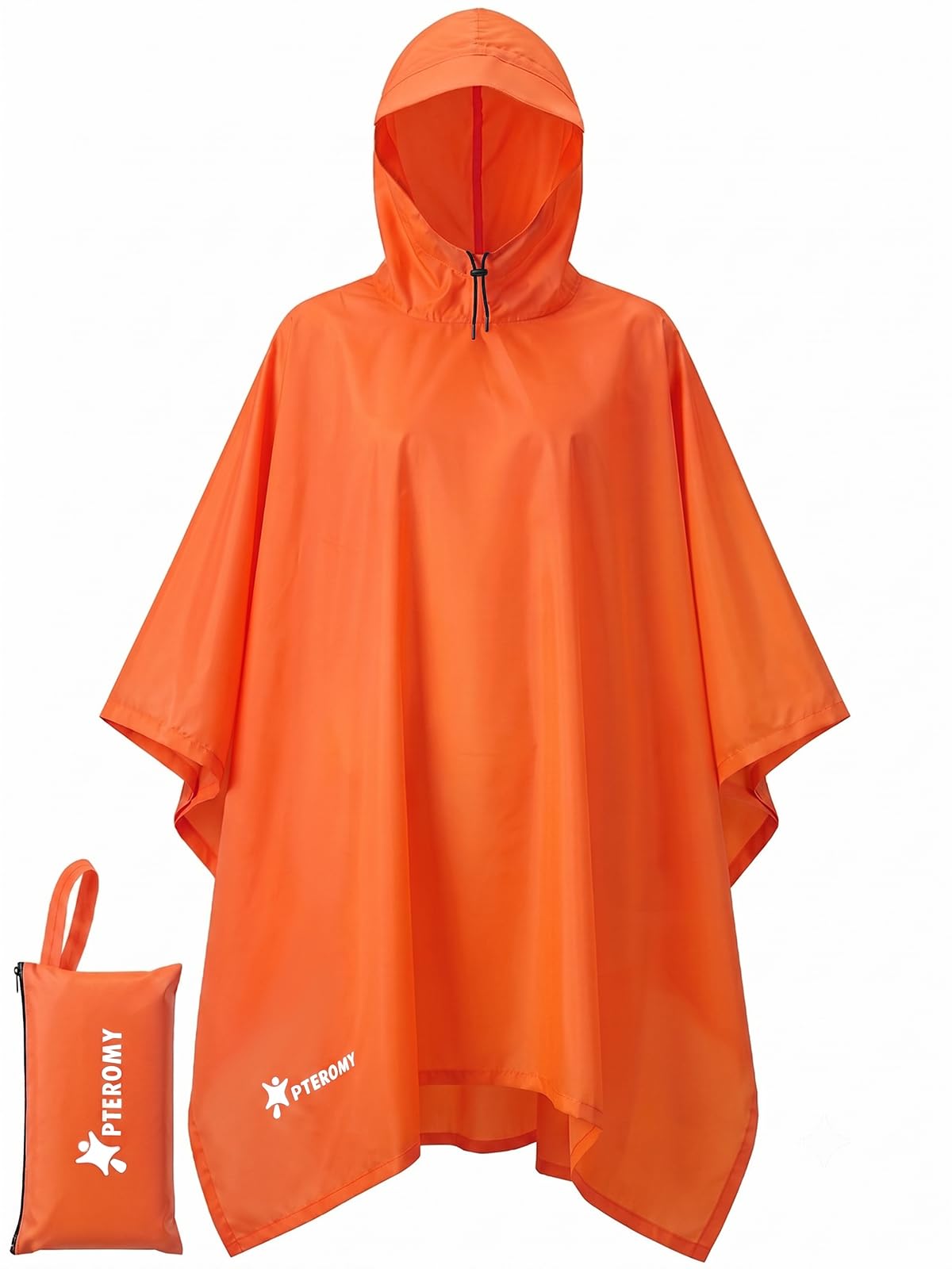 PTEROMY Hooded Rain Poncho for Adults, Reusable Waterproof Raincoat