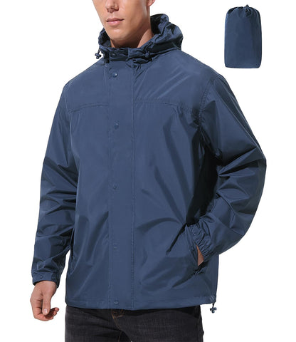 UIQUR Mens Lightweight Packable Waterproof Rain Jacket Windbreaker