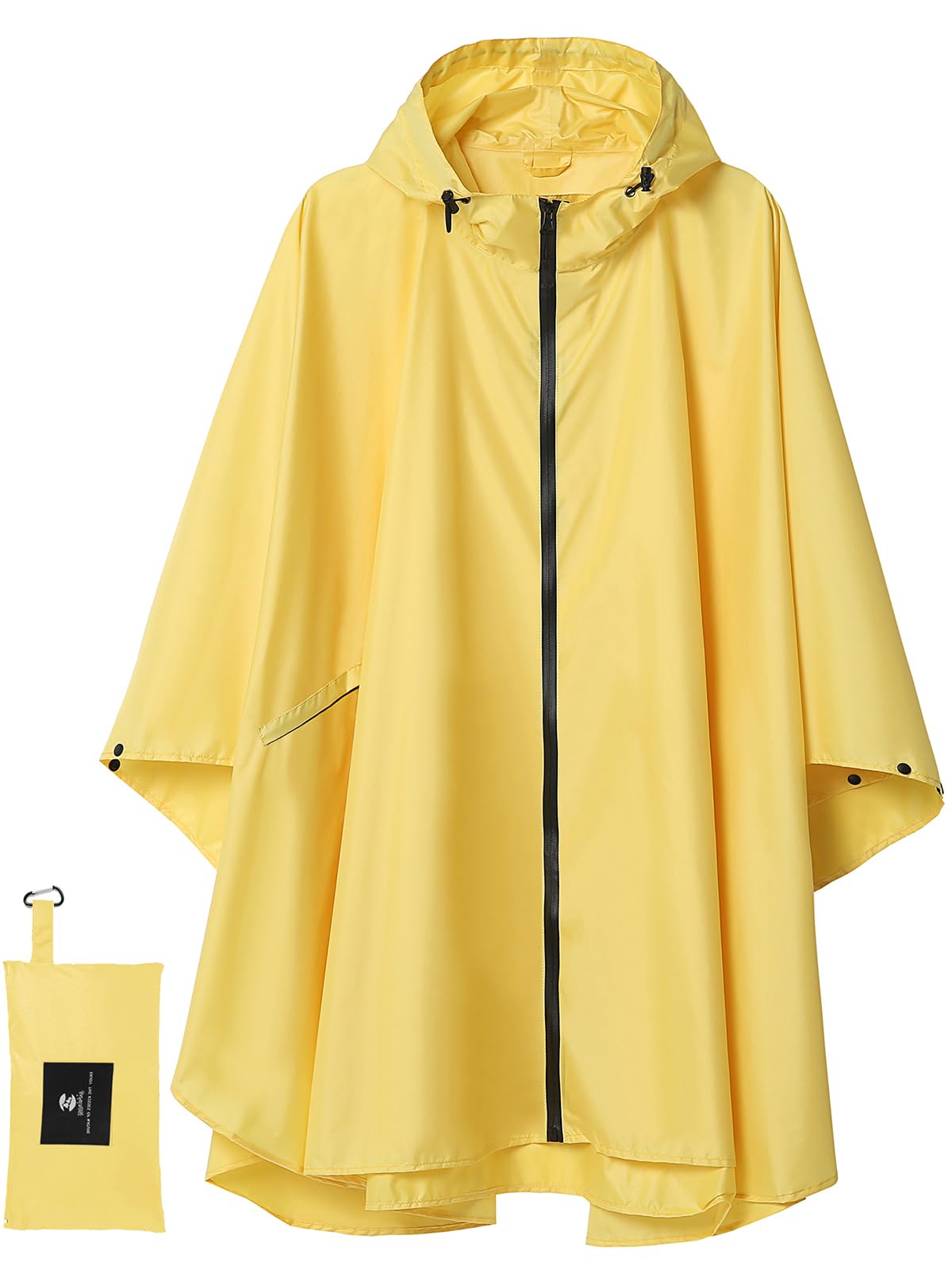 SaphiRose Adult Rain Poncho Waterproof Hooded Zipper Raincoat with Pockets