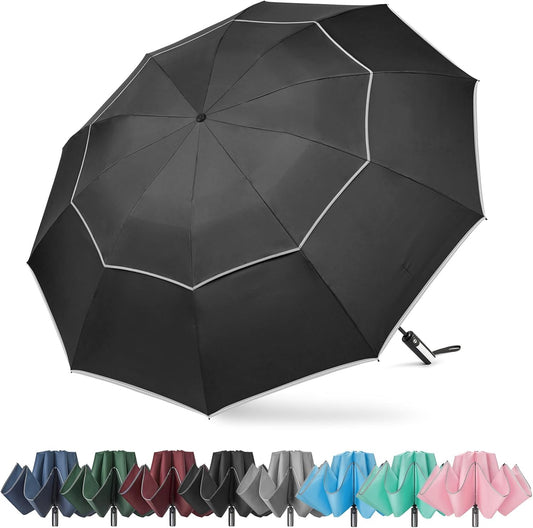 G4Free 54/62 Inch Large Inverted Golf Umbrella Windproof Reflective Stripe