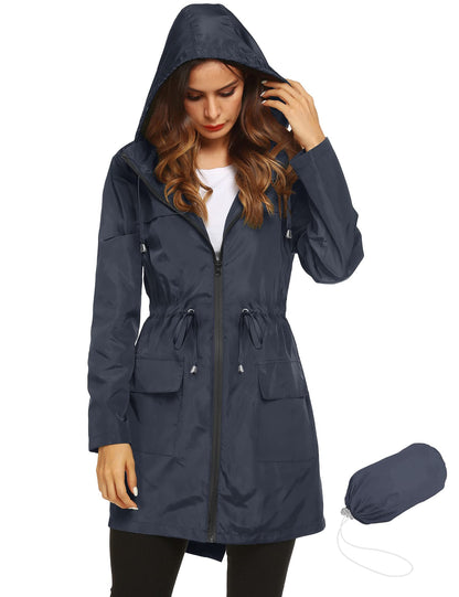 Lomon Women Waterproof Lightweight Rain Jacket Active Outdoor Hooded Raincoat