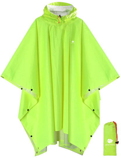 ANYOO Hooded Rain Poncho for Adult Waterproof Lightweight Raincoat