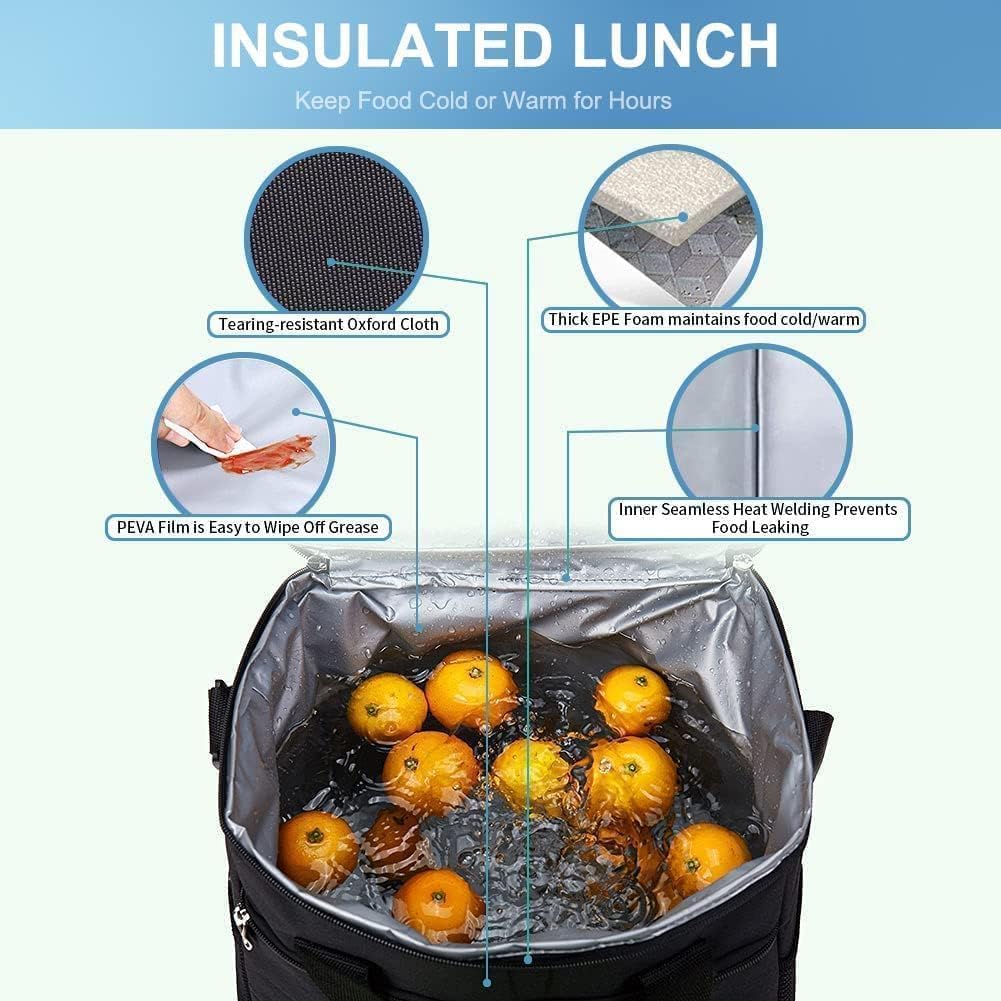 IKNOE 15L 24-Can Insulated Cooler Bag, Leak-Resistant Lunch Tote for Work