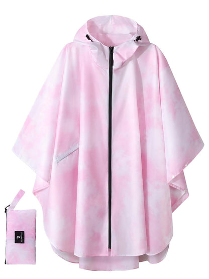 SaphiRose Adult Rain Poncho Waterproof Hooded Zipper Raincoat with Pockets