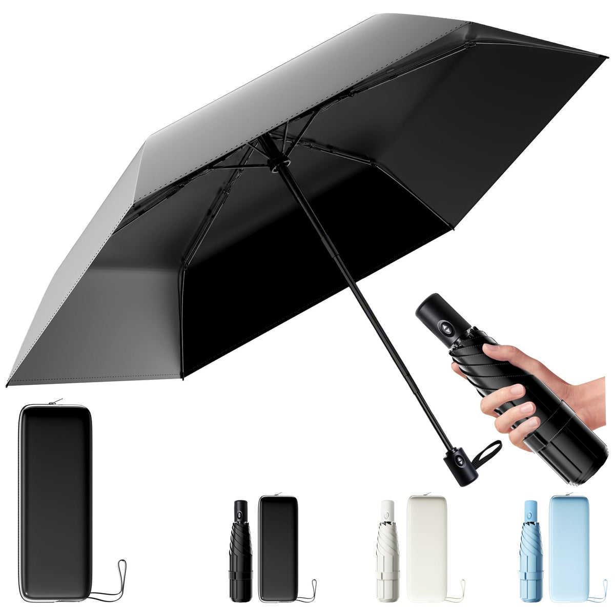 Moorrlii UPF 50+ Compact Travel Umbrella, Windproof Automatic UV Umbrella