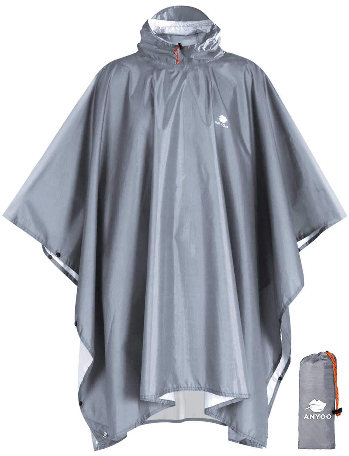 ANYOO Hooded Rain Poncho for Adult Waterproof Lightweight Raincoat
