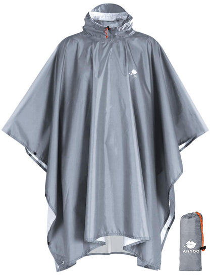 ANYOO Hooded Rain Poncho for Adult Waterproof Lightweight Raincoat