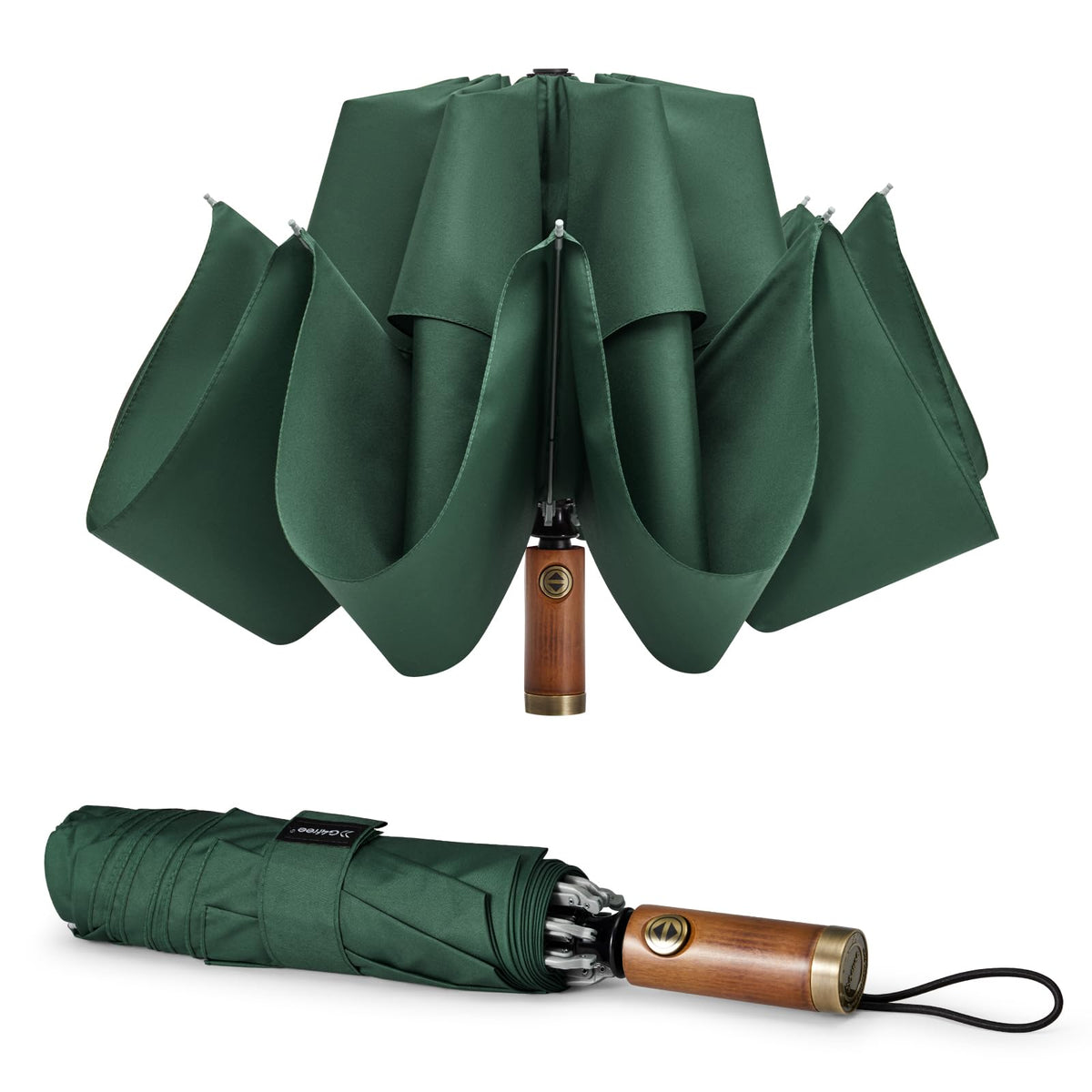 G4Free 54 Inch Inverted Windproof Umbrella with Wooden Handle Rain Umbrella