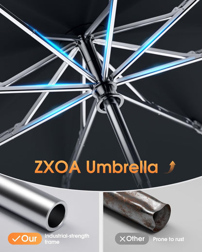 Windproof Reverse Folding Travel Umbrella for Rain, Compact