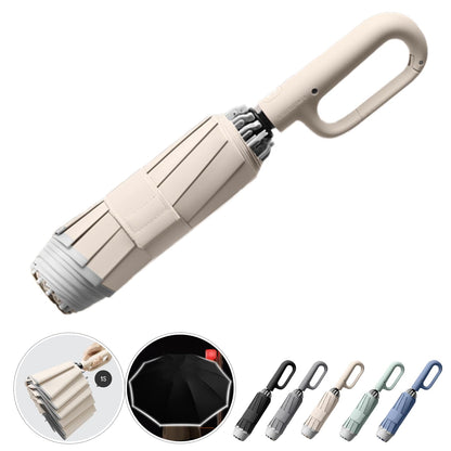 Ring Buckle Fully Automatic Umbrella, Reflective Safety Strip, Sturdy Windproof, Reverse Automatic, Travel Portable, Compact Folding (Black)