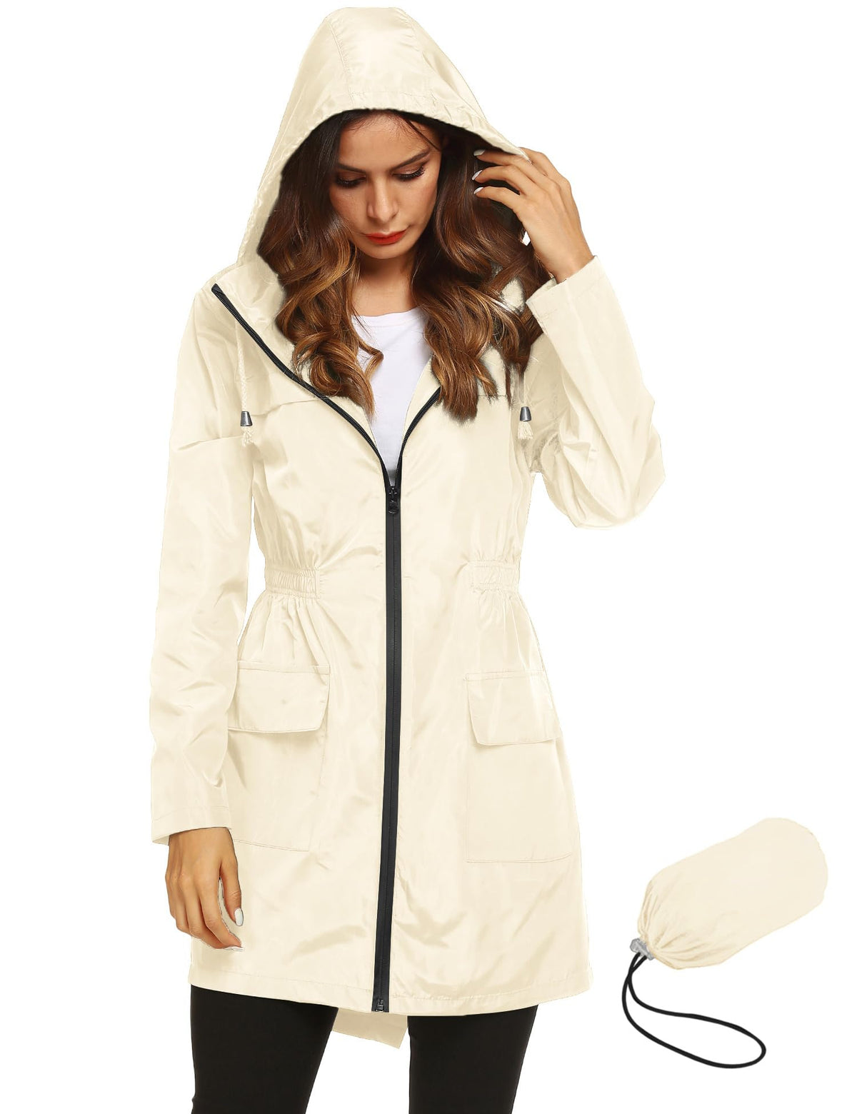Lomon Women Waterproof Lightweight Rain Jacket Active Outdoor Hooded Raincoat