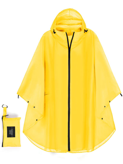 Unisex Hooded Rain Poncho, Waterproof Raincoat Jacket with pocket for Adult, Rain Coat for Outdoor Activities