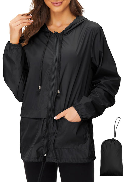 Zando Lightweight Rain Jacket Women Packable Waterproof Raincoat with Hood