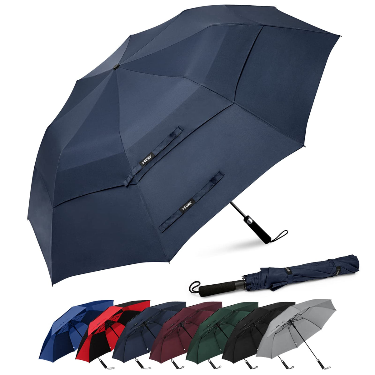 G4Free 62 Inch Portable Golf Umbrella Oversize Large Umbrella Double Canopy