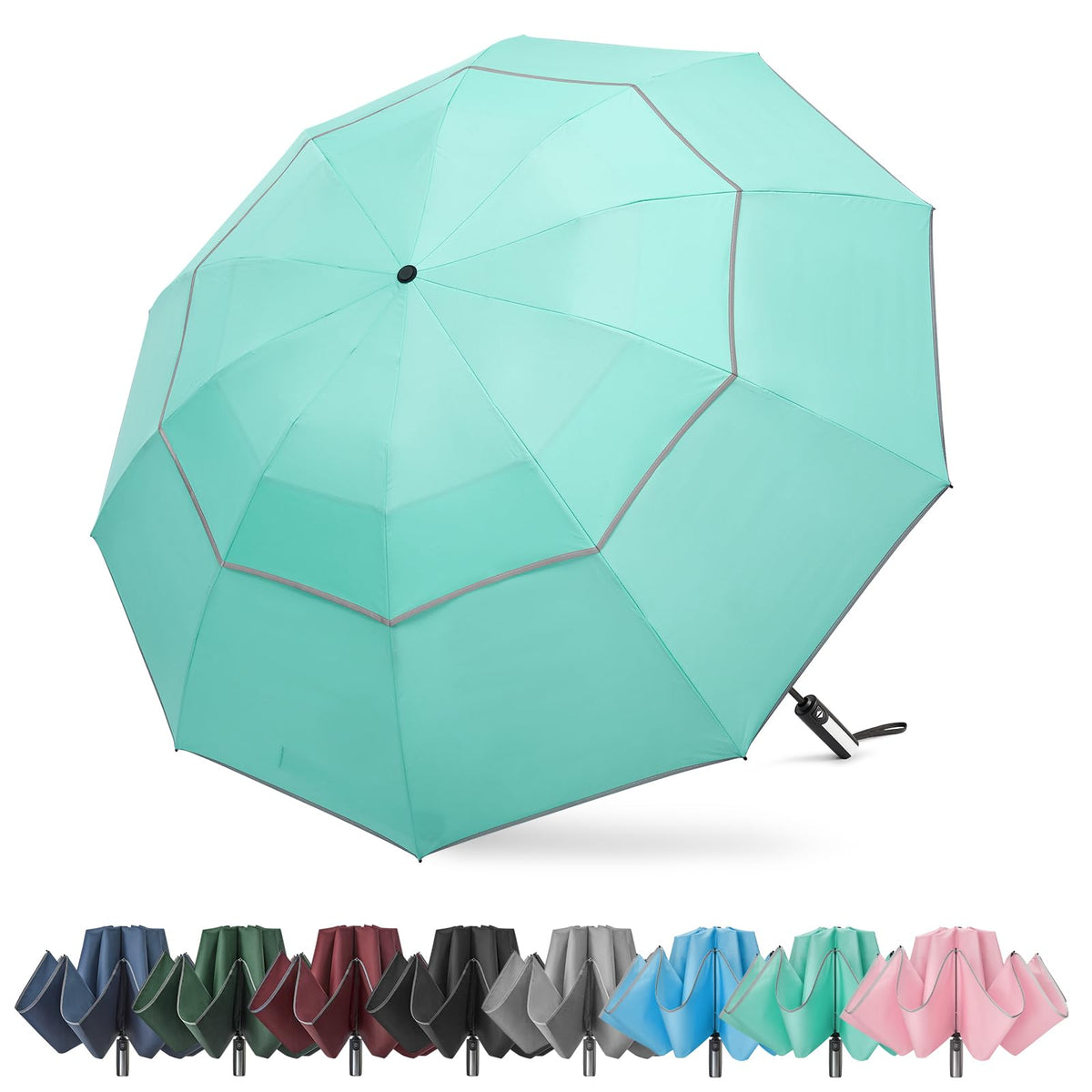 G4Free 54/62 Inch Large Inverted Golf Umbrella Windproof Reflective Stripe