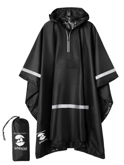 SaphiRose Hooded Rain Poncho Waterproof Raincoat Jacket for Men Women Adults