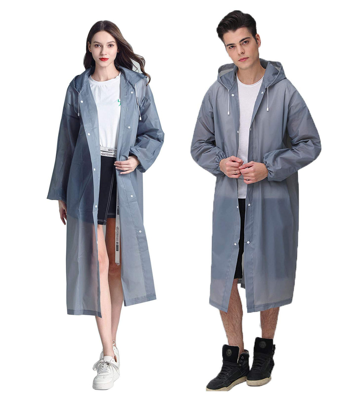 HLKZONE Raincoat, 2 Pack Rain Ponchos for Adults Travel Rain Jacket Packable Rain Coats for Women with Drawstring Hood