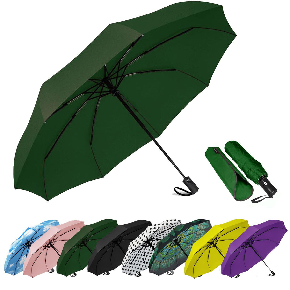 SIEPASA Windproof Travel Compact Umbrella-Automatic Umbrellas for Rain-Compact Folding Umbrella, Travel Umbrella Compact, Small Portable Windproof Umbrellas for Men Women Teenage. (Purple)