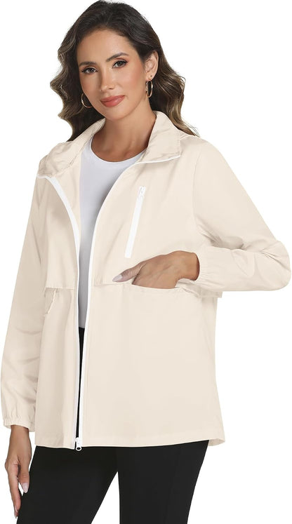 Avoogue Rain Jacket Women with Hooded Waterproof Raincoats