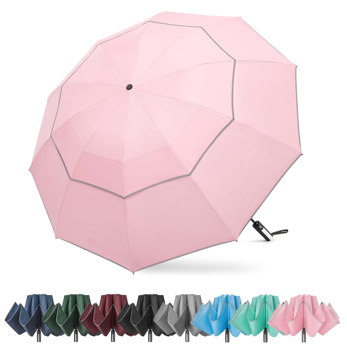 G4Free 54/62 Inch Large Inverted Golf Umbrella Windproof Reflective Stripe