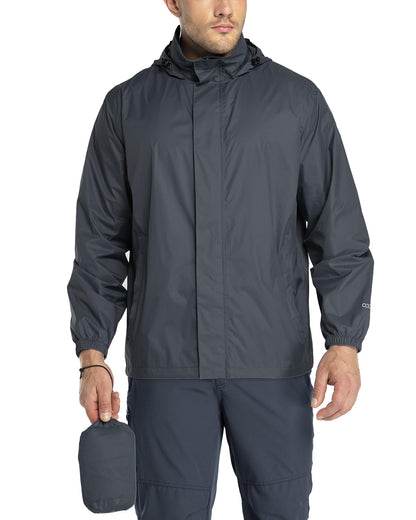 33,000ft Men's Packable Rain Jacket Lightweight Waterproof Golf Raincoat