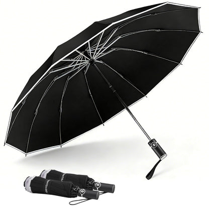 Bodyguard Inverted Umbrella - Large Windproof for Rain & Sun, Compact Reverse With Reflective Stripe, Teflon-Coated for Women Men, Travel Folding With Cover Bag