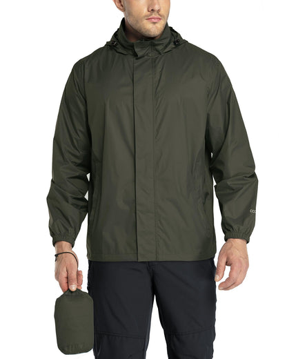 33,000ft Men's Packable Rain Jacket Lightweight Waterproof Golf Raincoat