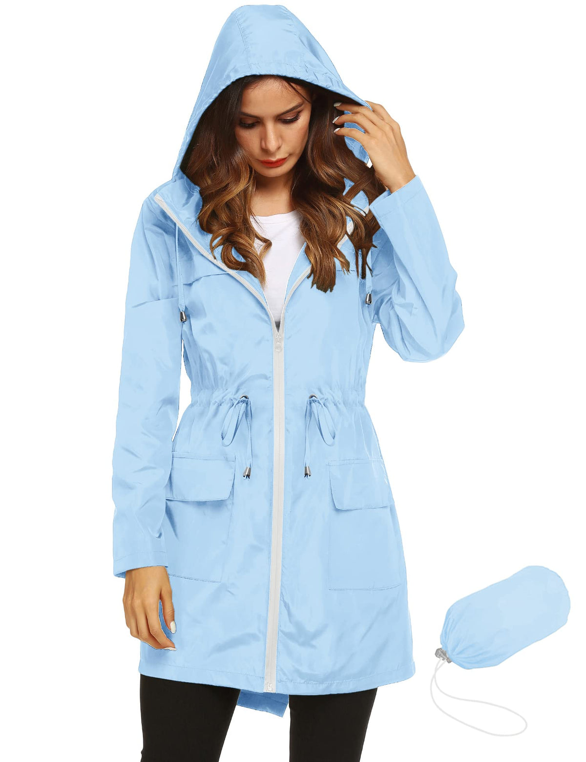 Lomon Women Waterproof Lightweight Rain Jacket Active Outdoor Hooded Raincoat
