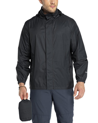 33,000ft Men's Packable Rain Jacket Lightweight Waterproof Golf Raincoat