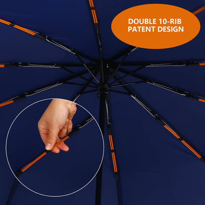 Bluinzi 2 Pack 46 Inch Umbrellas, Double 10-rib, for Rain, Compact Travel