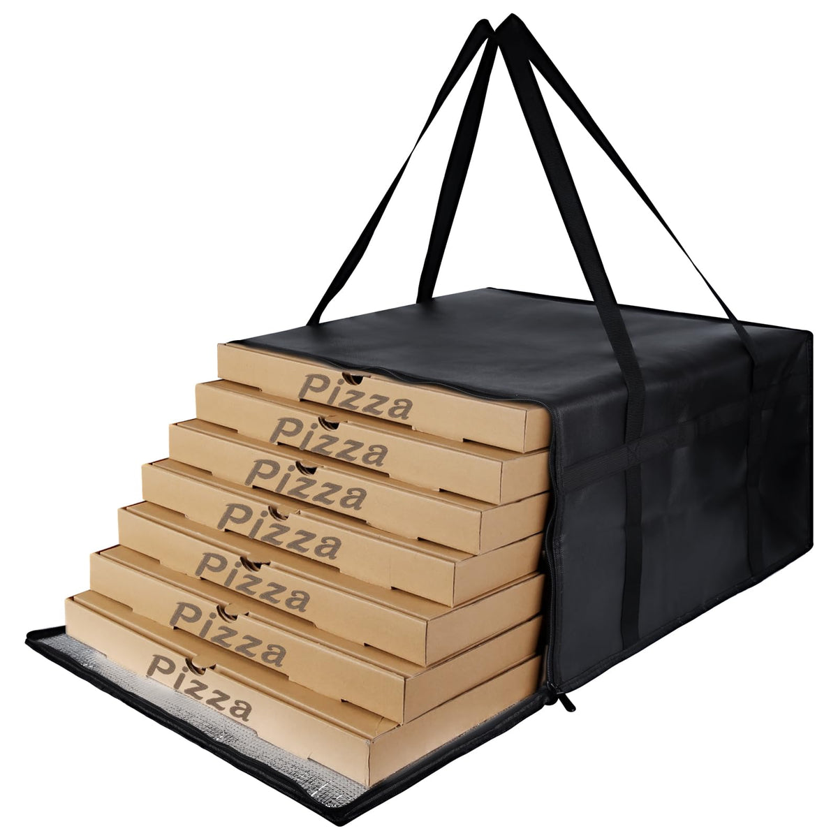 1-Pack Insulated Food Delivery Bag with Hard Bottom, 3X-Large, Black