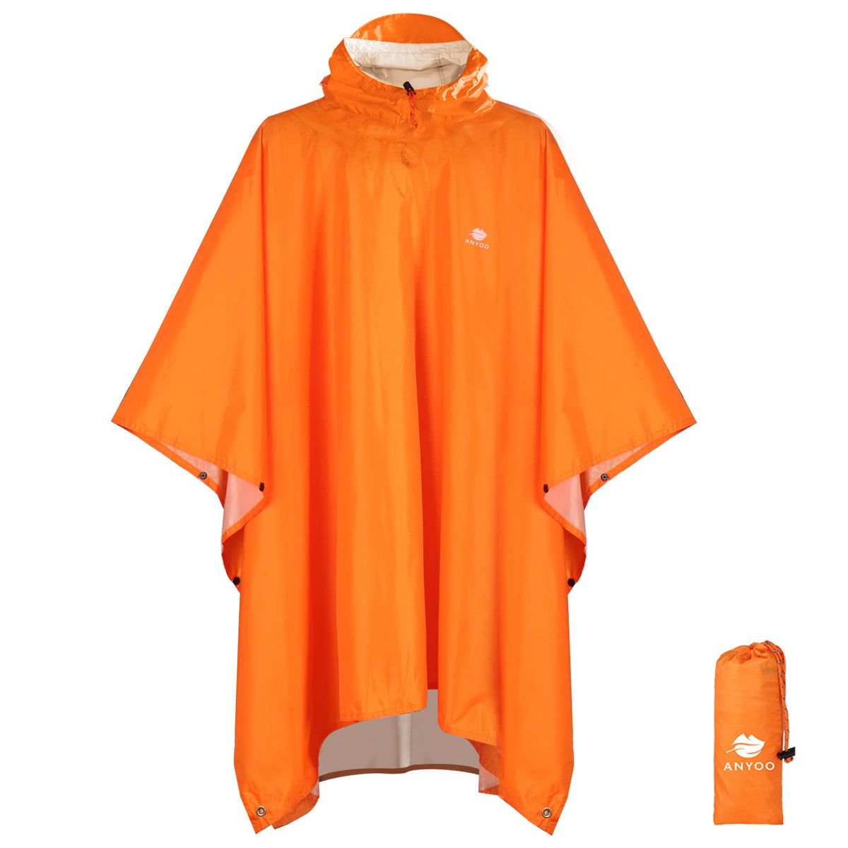ANYOO Hooded Rain Poncho for Adult Waterproof Lightweight Raincoat