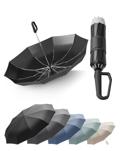 Windproof Travel Umbrella for Rain, Withstand 85MPH Winds, 52 Inch Automatic Reverse Fold Umbrellas Easy Auto Open Close, Portable Compact Umbrella Includes Cover Bag, Perfect for Travel, Car, Commute, Women Men, Backpack