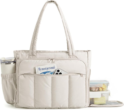 BAGSMART Puffer Tote Bag for Women, 21L/26L Work Tote Shoulder Handbag