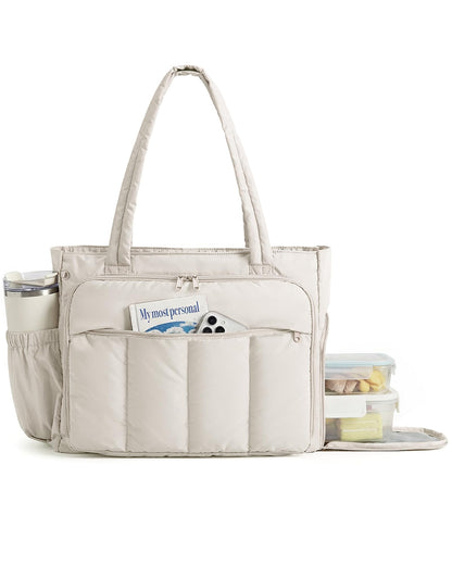 BAGSMART Puffer Tote Bag for Women, 21L/26L Work Tote Shoulder Handbag