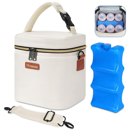 Mancro Breastmilk Cooler Bag with Ice Pack Fits 6 Baby Bottle Up to 9 Ounce