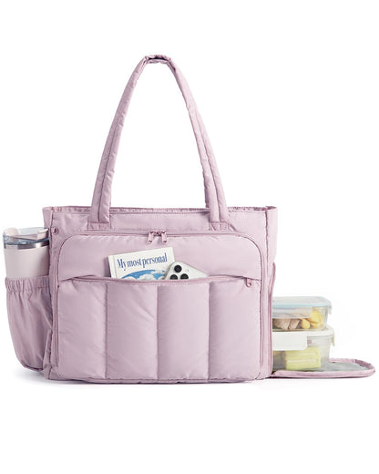 BAGSMART Puffer Tote Bag for Women, 21L/26L Work Tote Shoulder Handbag