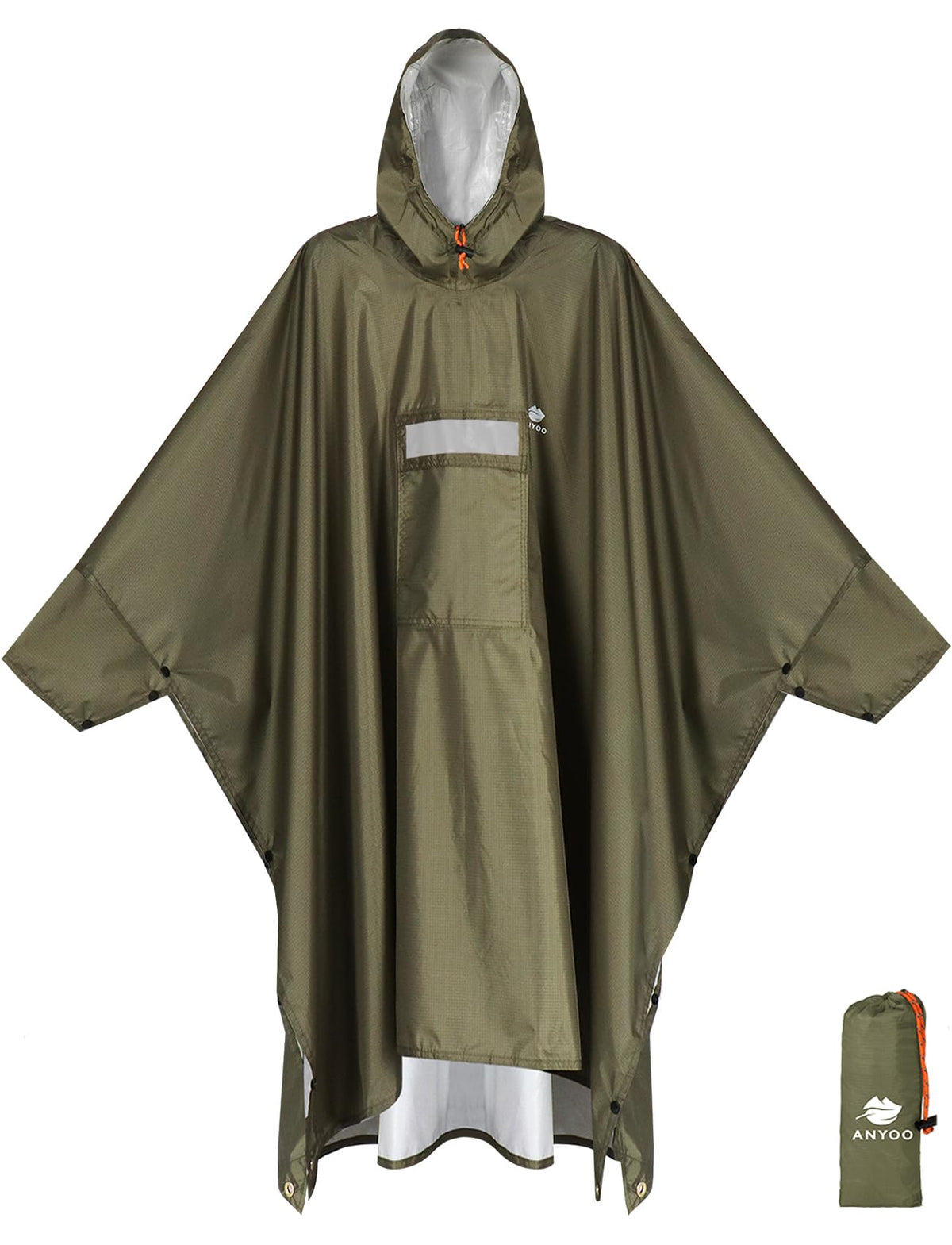 ANYOO Hooded Rain Poncho for Adult Waterproof Lightweight Raincoat