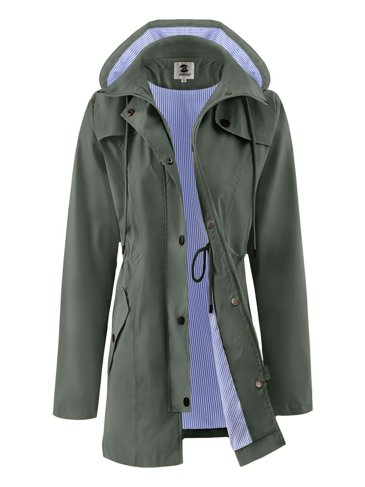 SaphiRose Women's Rain Jacket Waterproof Rain Coat with Hood Outdoor